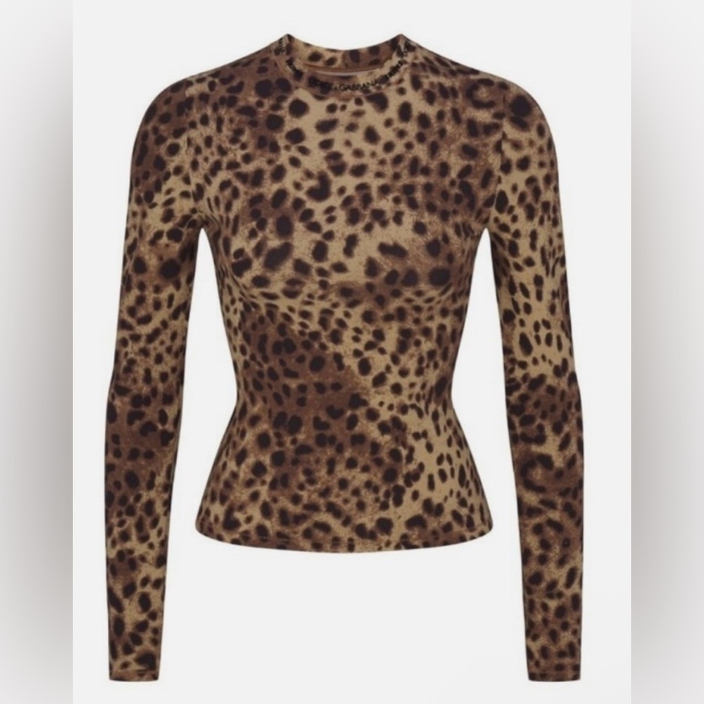 Skims dolce gabbana leopard long sleeve cotton jersey NWT